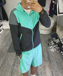 Ensemble complet Nike Running Short + T-shirt + Veste Bleu Fluo