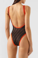 Maillot de bain une pièce Fendi bande orange