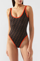 Maillot de bain une pièce Fendi bande orange