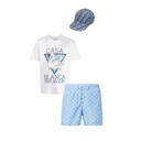 Ensemble complet Short Gucci + T-shirt Casa Blanca + Casquette Fendi Bleu