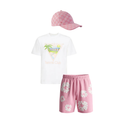 Ensemble complet Short Flowers + T-shirt Casa Blanca + Casquette Gucci Rose