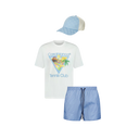 Ensemble complet Short Fendi + T-shirt Casa Blanca + Casquette Gucci Bleu